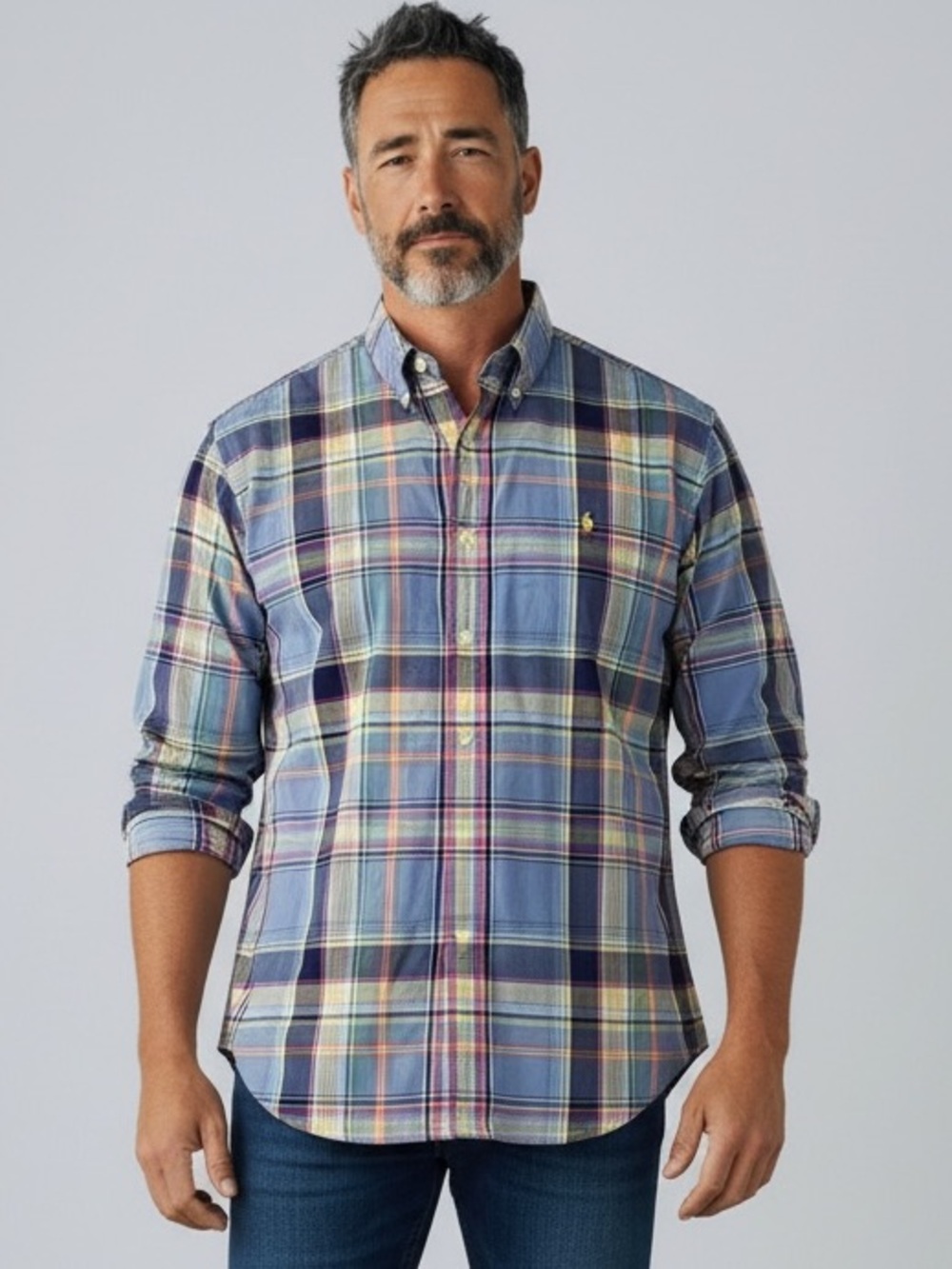 POLO Ralph Lauren Men's Blue Plaid Button-Down Shirt